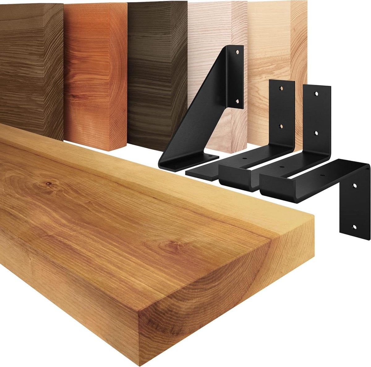Houten Wandplank Rustiek Wit - Drijvende Wandplank van Massief Hout - 70 cm