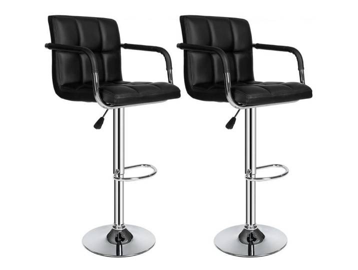 Tabouret de bar noir - Lot de 2 - Hauteur réglable - Six grilles à 360°