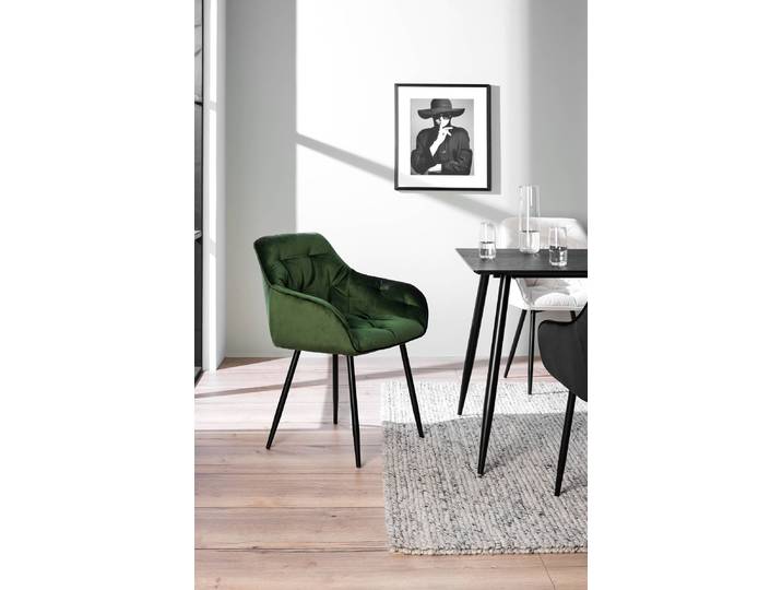 Armlehnenstuhl TILLY 60 x 84 x 56cm 2er Set Samt Vilda: Dunkelgrün Grün/Dunkelgrün