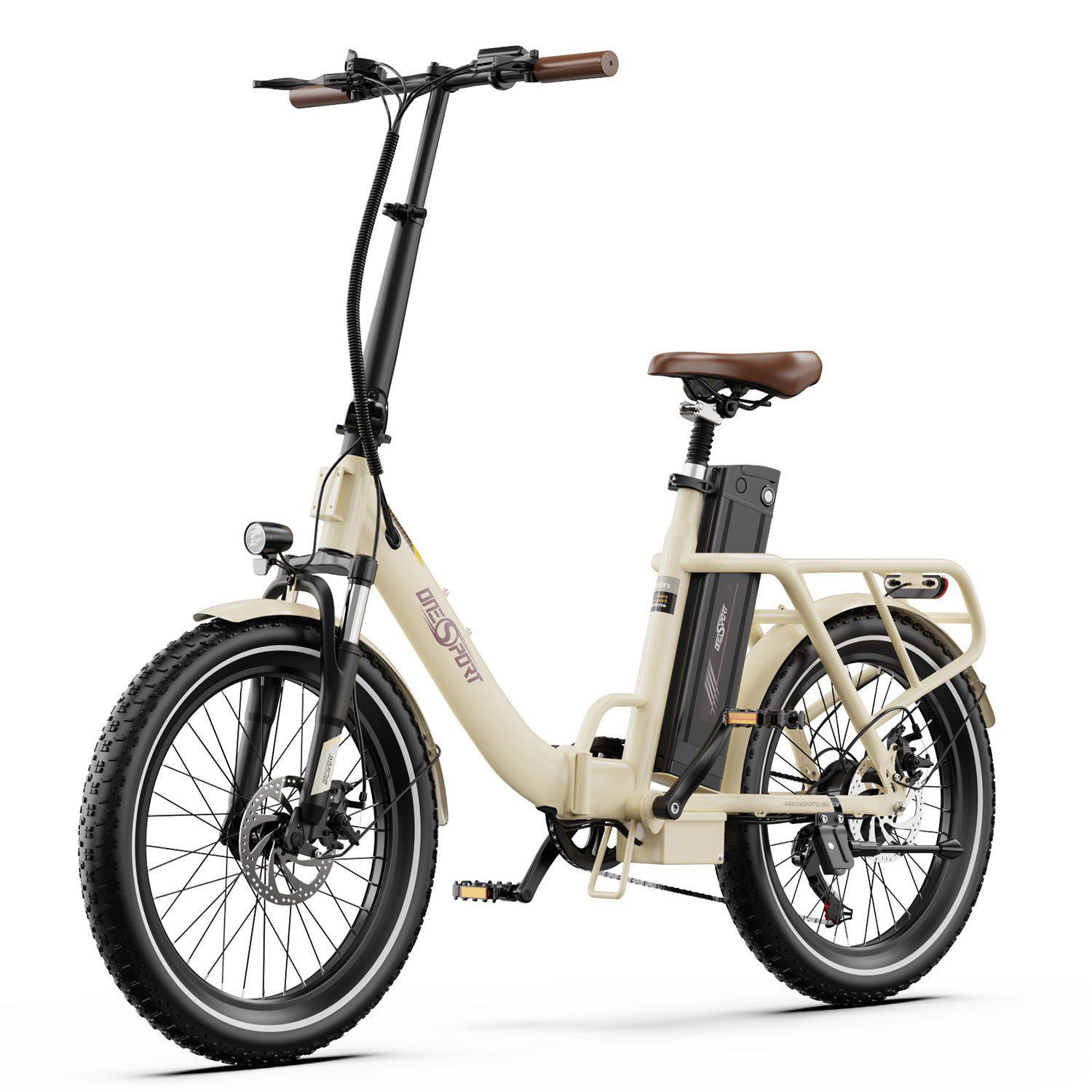 E-Bike Faltrad OT16-2 klappbares Citybike mit dicken 20 Zoll-Reifen, Retro Pedelec Shimano, Kettenschaltung, Heckmotor, 816 Wh, (mit Schutzbleche)