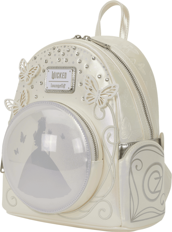 Loungefly Wicked: Part Two Glinda Mini Backpack - Officially Licensed, Pearlescent Faux Leather, Collectible