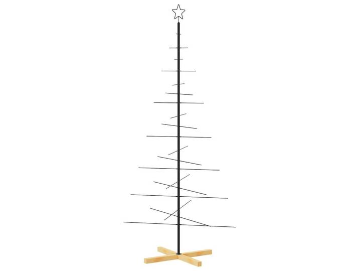 vidaXL Weihnachtsbaum Metall Mit Holzständer Schwarz 180 Cm, 180 cm, Dekoration, Weihnachtsdekoration, Christbäume & Zubehör