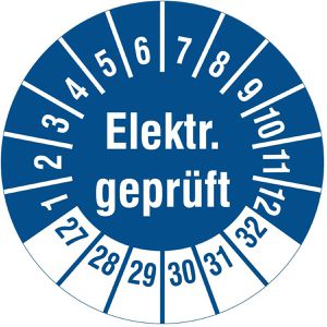 Böttcher-AG Prüfplaketten Elektr. geprüft, 2027-2032, blau, Ø 20 mm, 1.000 Stück