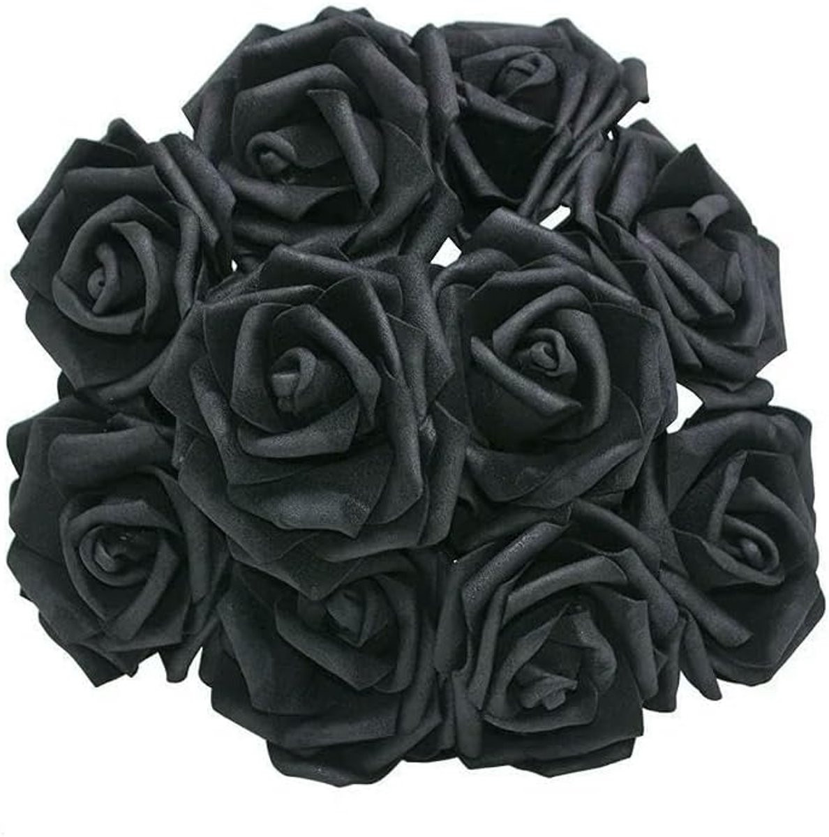 Realistische kunstbloemen rozen voor feestelijke decoratie - Zwart - 8 cm