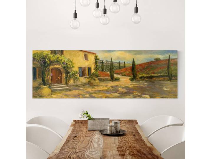 Tableau déco Paysage Toscane Polyester Jaune 90 x 30cm