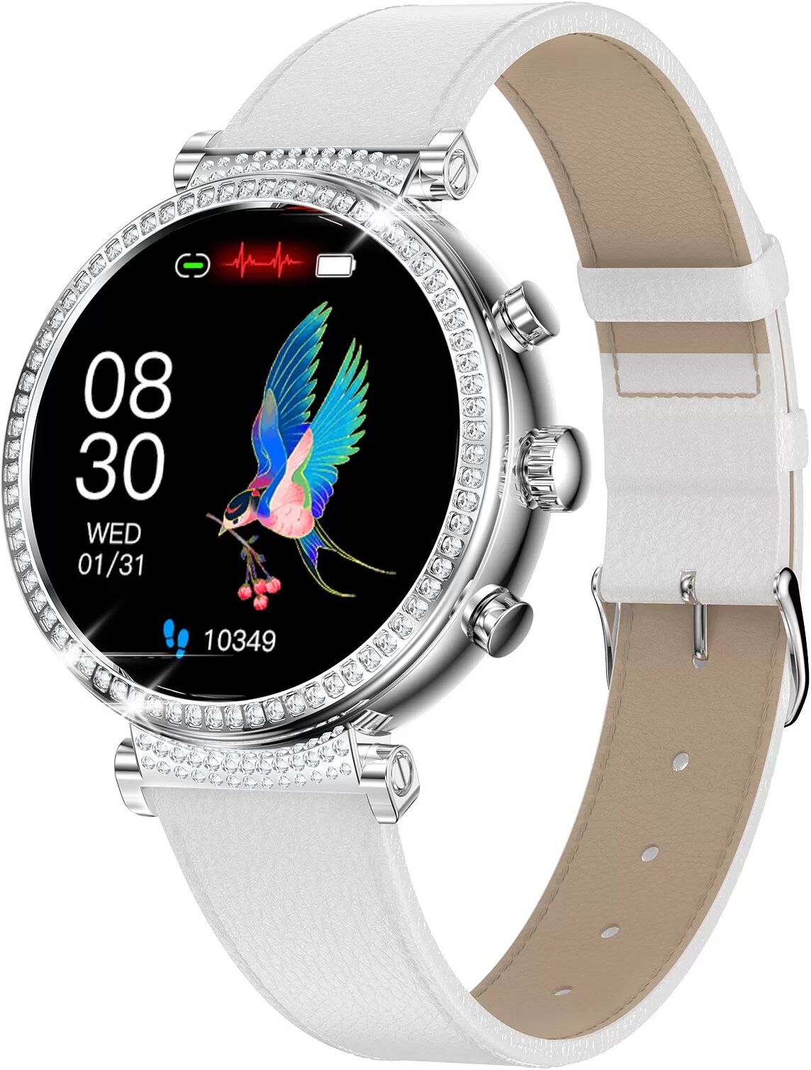 INF TK28 Smartwatch Weiß Legierung + Edelstahl + supraleitendes Nano-EKG-Glas