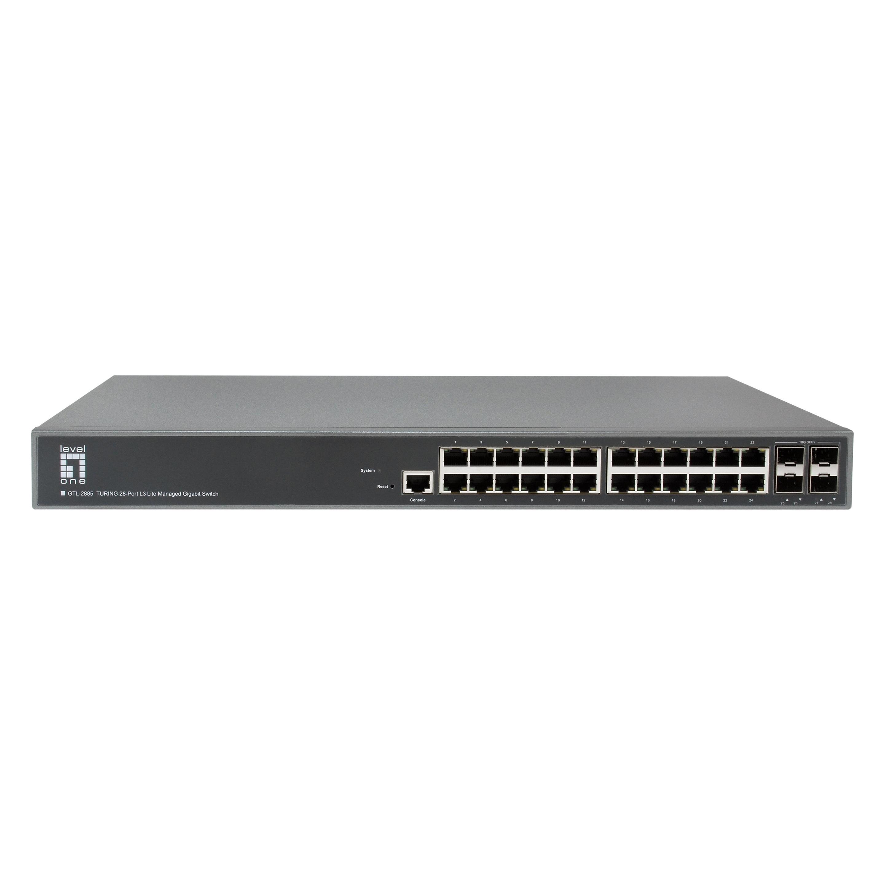 LevelOne Switch 24xGE/4x10GSFP+ TURING Managed L3 1Gbps (24 Ports) (GTL-2885)
