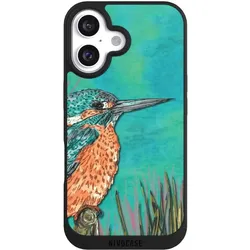 Nivocase Handyhülle für Apple iPhone 16 Hülle NIVOpure Case Schwarz Malerei Tiere Vogel (Apple iPhone 16), Smartphone Hülle, Schwarz