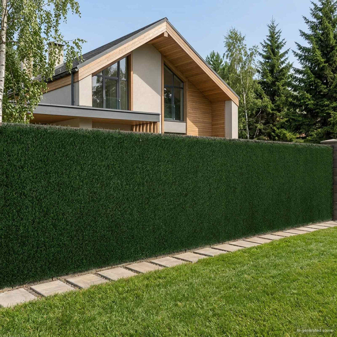 Rebrilliant Artificial Grass Fence Garden Wall Panel Privacy Fence Screen Dark Green Does Not Applycm H x 400cm W x 150cm D
