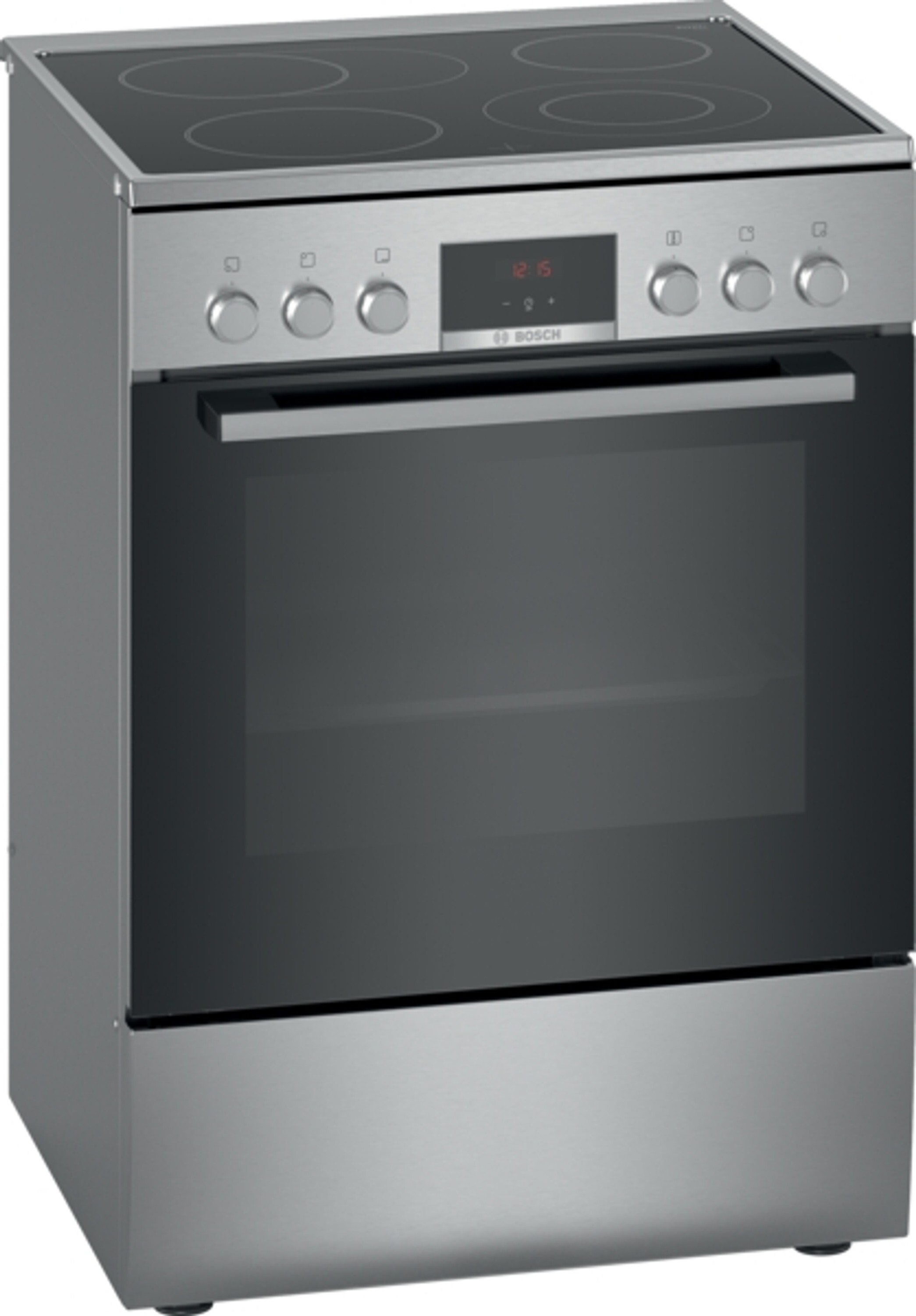 Bosch Serie 4 HKR39C250, Freistehender Herd, Schwarz, Grau, Drehregler, Berührung, Chrom, Vorderseite, 1,2 m