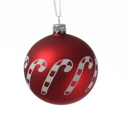 MARELIDA Christbaumkugel Zuckerstange Weihnachtskugel Glas D: 8cm matt rot