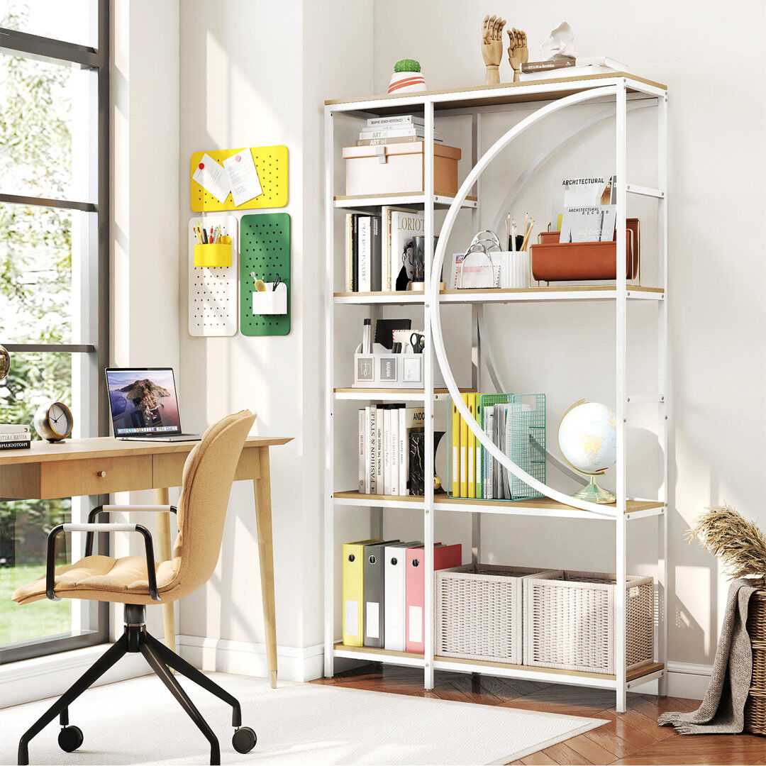 Canora Grey 177 cm H x 100 cm W Etagere Bookcase Yellow 177cm H X 100cm W X 30cm D
