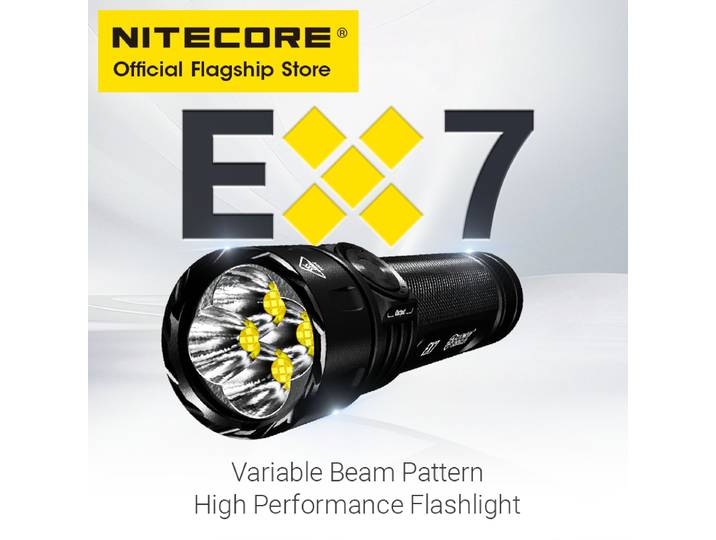 Lampe de travail NITECORE EX7 6000 lumens, rechargeable par USB-C, projecteur de recherche, projecteur de patrouille, projecteur d'inondation avec batterie Li-ion NL2155HP