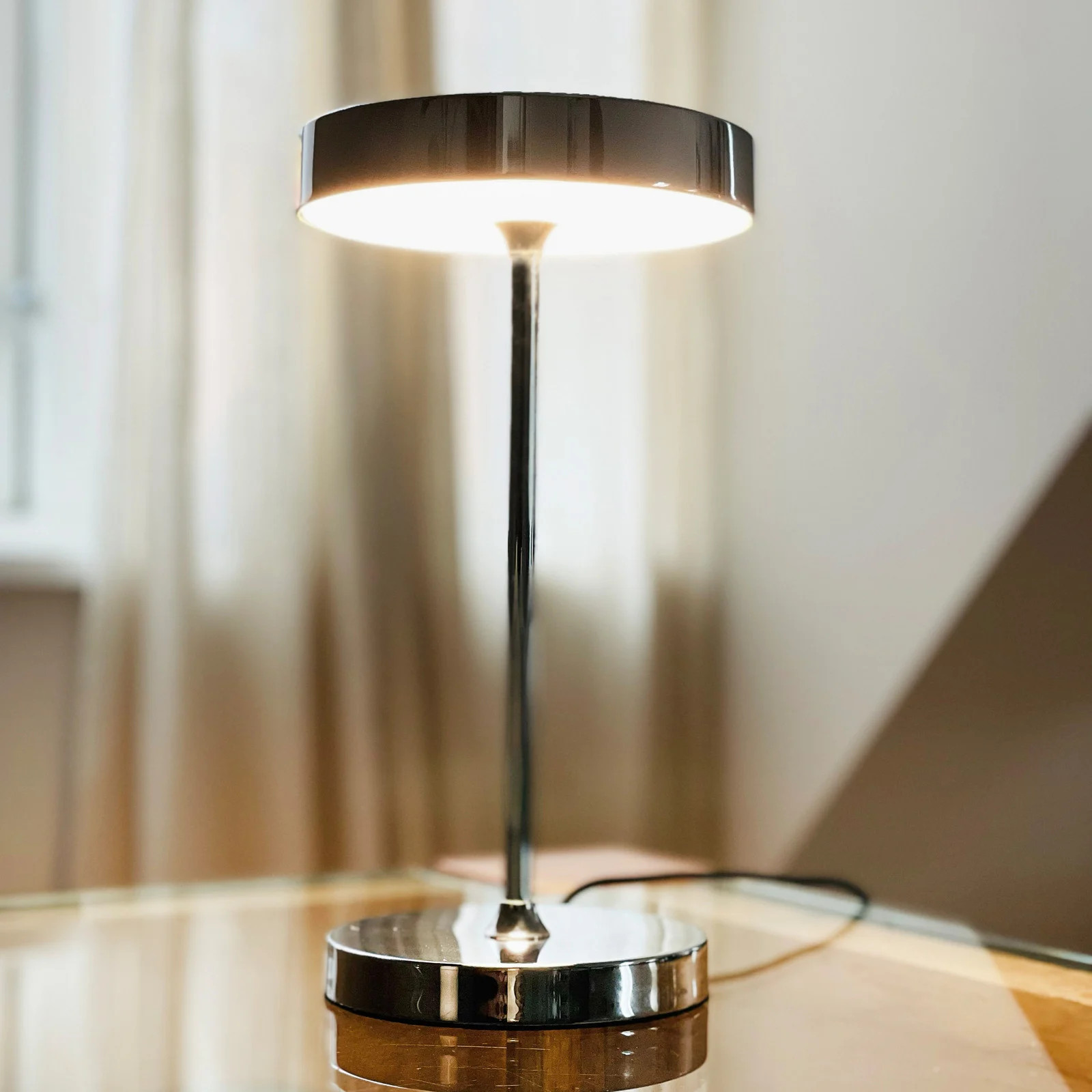 Dyberg Larsen Starlight LED tafellamp, chroom, Hoogte: 26 cm