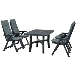 PROGARDEN Pro Garden Set Tampa Klappsessel mit Tisch und Auflagen grau
