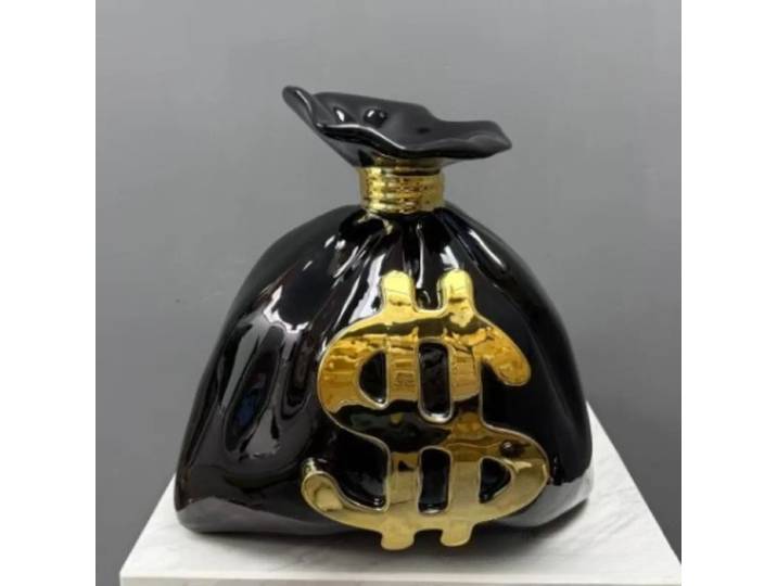 Ornement de sac d'argent en résine plaqué électrolytiquement, artisanat, décorations pour meuble TV de maison, cadeau de pendaison de crémaillère