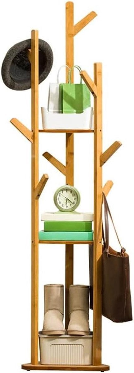 Bamboe Kledingrek - Staande Kapstok met Boomvorm Design - Hoogte: 165 cm - Natuurlijk