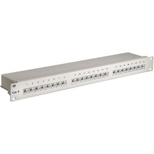 Goobay Patchpanel 94036, Cat 6, 19 Zoll, 1HE, grau, STP geschirmt, mit 24 Ports