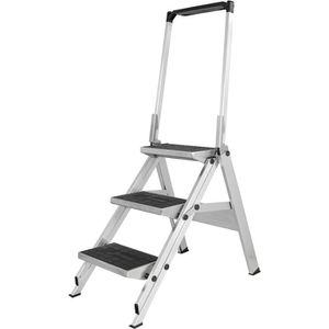 Hymer Klapptritt 606103, aus Aluminium, einseitig begehbare Klapptreppe, mit 3 Stufen & Bügel