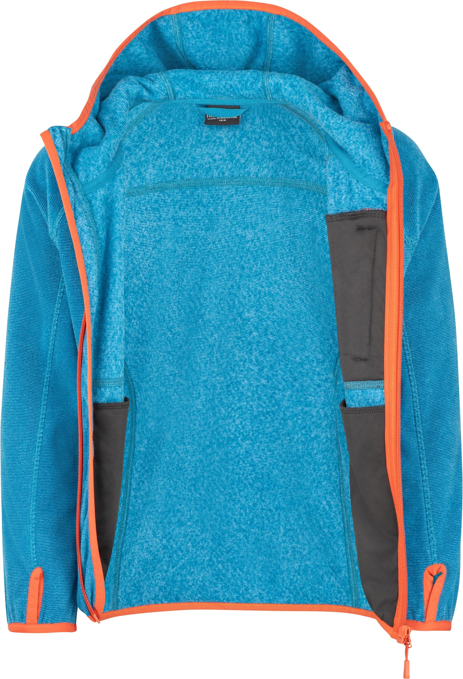 Fleecejacke TROLLKIDS "Kids Sandefjord Jacket", Kinder, Gr. 164, summernight blau, rot clay, Fleece, Obermaterial: 100% Polyester, normal, Jacken Fleecejacke, für Kinder und Jugendliche, mit Reissverschluss, wasserabweisend summernight blau, rot clay 164