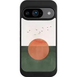 Nivocase Hülle für Google Pixel 9 Handyhülle NIVOcore Case Schwarz Sonnenschein Sonnenuntergang Vogel (Google Pixel 9), Smartphone Hülle, Schwarz