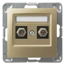 Ospel Impresja F-Typ doppelte goldmetallische Antennenbuchse (GPA-2YF). (GPA-2YF/m/28)