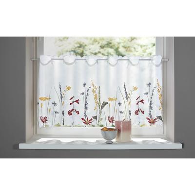 Scheibengardine OTTO HOME "Bille, 1 Stück, transparent, einseitige Stickerei, Blumen" Gr. 5, bunt, B:120cm H:60cm, Voile, Polyester, Gardinen, transparent, mit einseitiger Stickerei, waschbar, Blumen