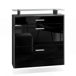 SCHUHSCHRANK Malea Fronten in Schwarz Hochglanz