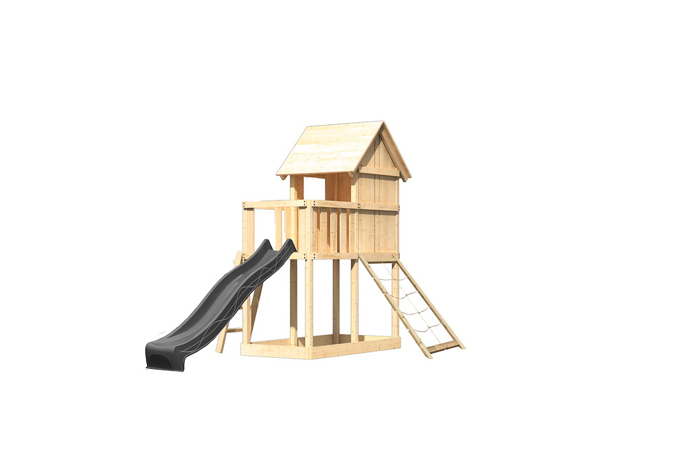 KARIBUHOLZT Spielt. Frieda nat.107x107x291 m.Rutsche+Netzrampe 16988406