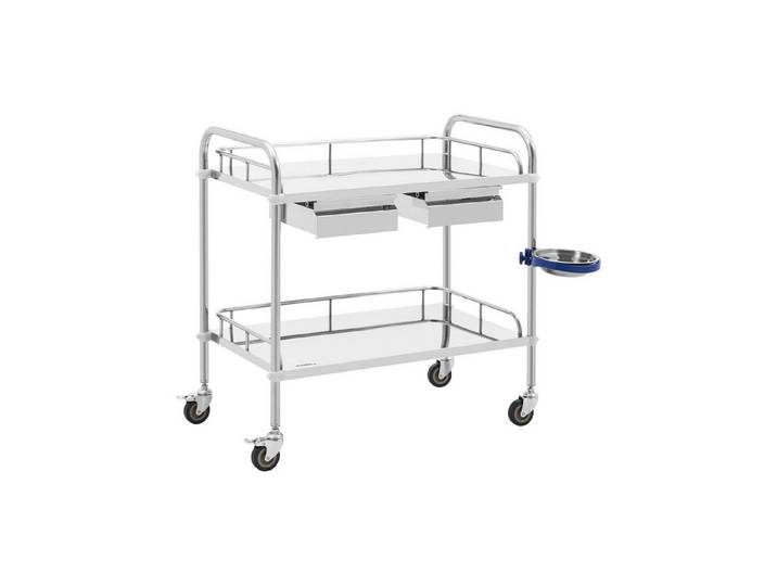 Steinberg Systems Regalwagen Laborwagen Edelstahl Aufbewahrungswagen Labor Rollwagen 2 Ablagen
