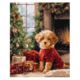Ideyka Malen nach Zahlen - Pudel am Weihnachtsbaum 40x50cm (66468886)