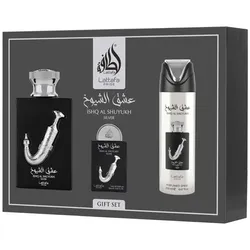 Lattafa Pride Ishq Al Shuyukh Silver EDP 100 ml+ EDP 20 ml+ DEO VAPO 200 ml (unisex)