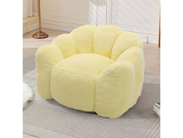 Fauteuil compact compressé en forme de lotus EVRYAE tissu peluche jaune mousse sans montage adulte