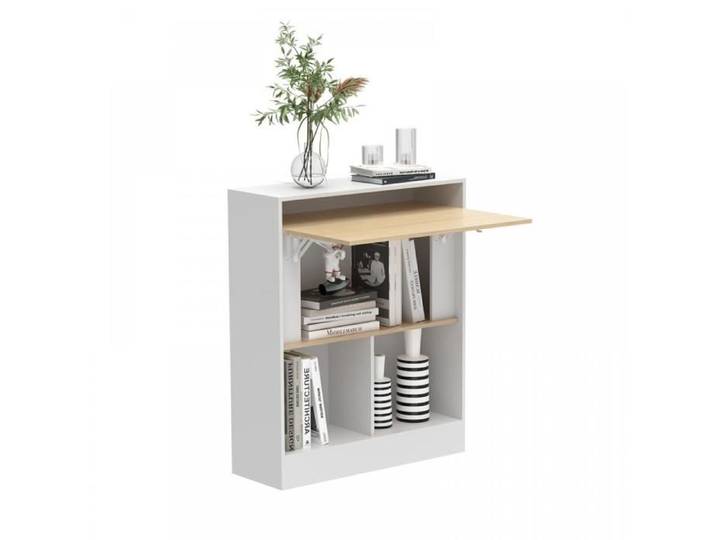 MIPAN. MEUBLE DE RANGEMENT MULTIFONCTION POUR SALON - TABLE PLIANTE - 70 X 25 X 85 CM - BLANC