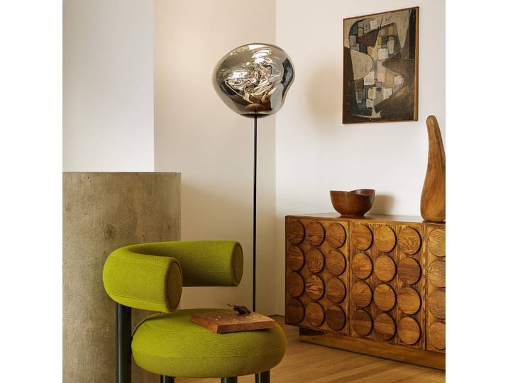 Melt Cone Slim Stehleuchte Silver - Tom Dixon - Wohnzimmer - Design - Kunststoff - Mit Schirm