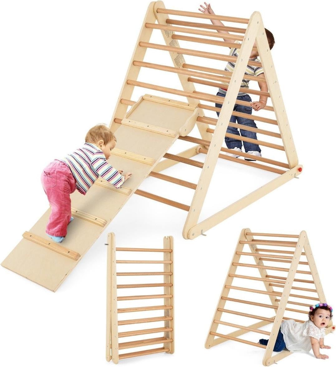 Opvouwbare klimdriehoek met ladder voor natuurlijke ontwikkeling