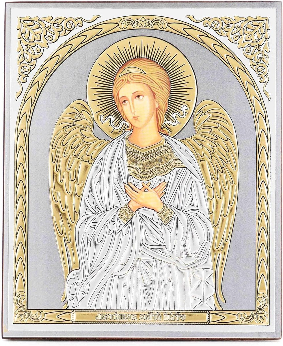 Houten religieuze afbeelding met gouden reliëfdruk en spirituele decoratie, Multicolor, 15 x 18 cm