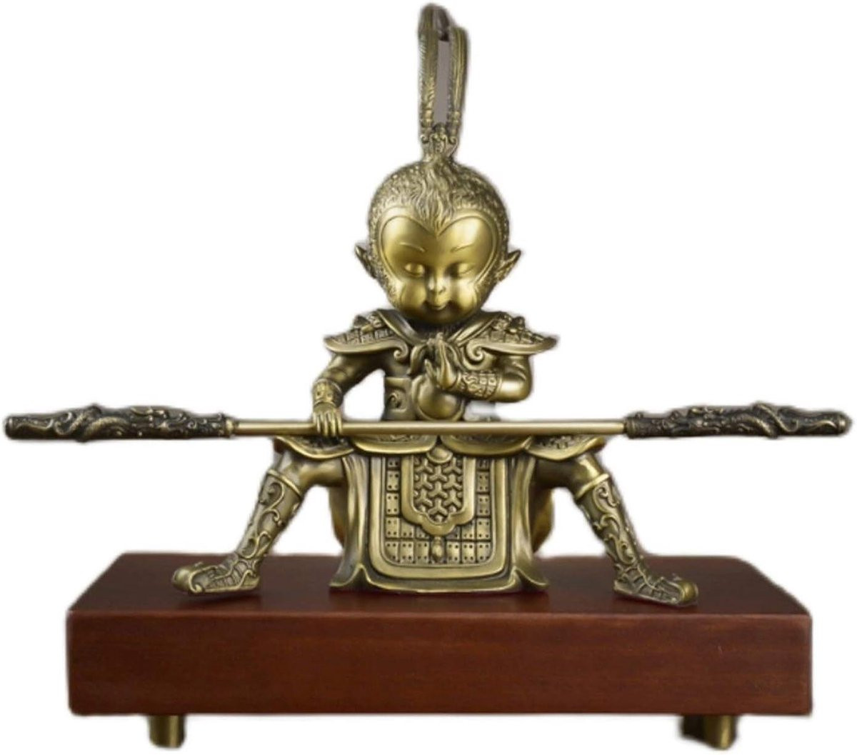 Messing Aap Beeldje met Contemplatieve Houding voor Feng Shui Decoratie