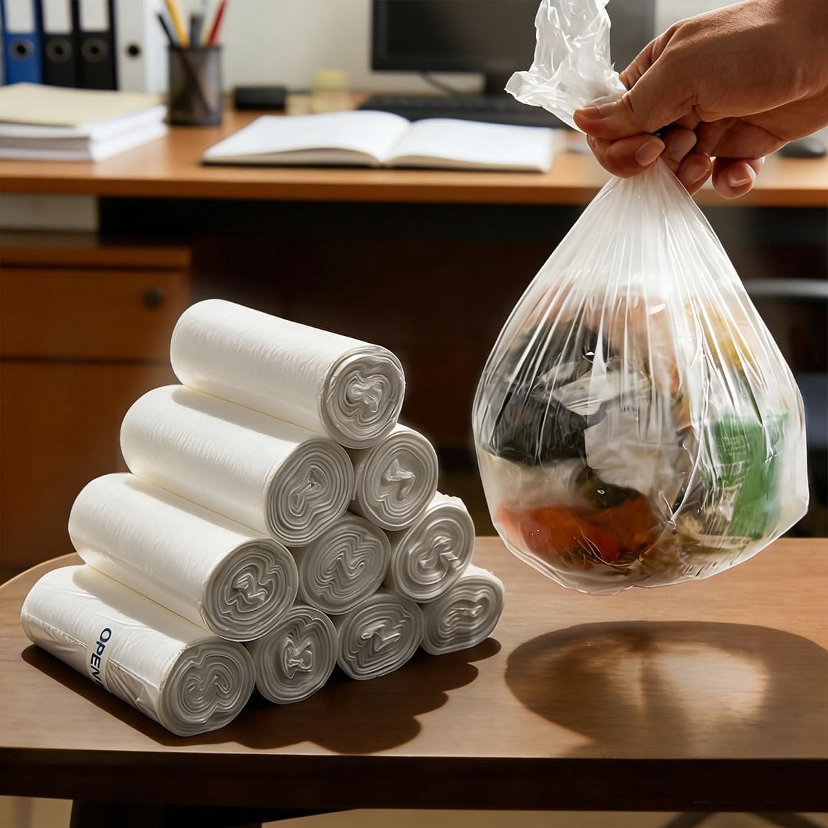 Set van 10 rollen kleine witte afvalzakken