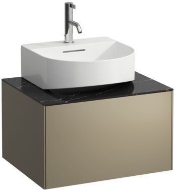 LAUFEN Sonar Schubladenelement H4054310341421 57,5x34x45,5cm, 1 Schublade, Titan/Nero Marquina