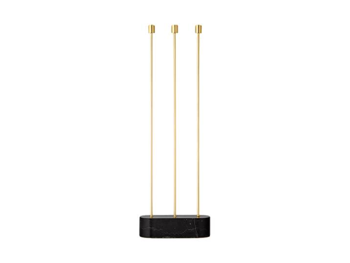 Design Bodenkerzenhalter „Grasil“ mit Marmorsockel - Black/Gold Schwarz, Gold AYTM