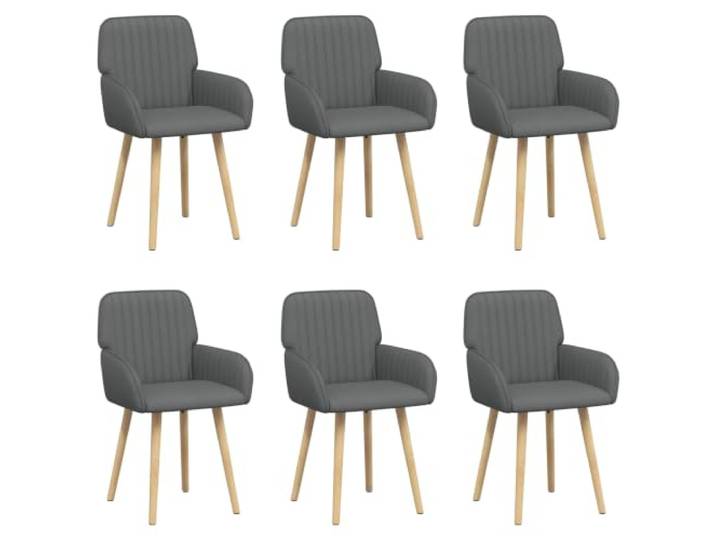 Fisinber Esszimmerstühle 6er Set Dunkelgrau Polsterstuhl mit Armlehne Bequeme 6er Sitzgruppe für Küche und Essbereich mit soliden Massivholzbeinen, weicher Schaumstoffpolsterung und Armstützen.