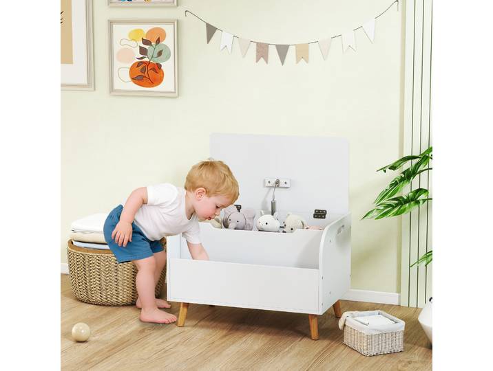 AIYAPLAY Coffre à Jouet Enfant Blanc 60x40x43cm