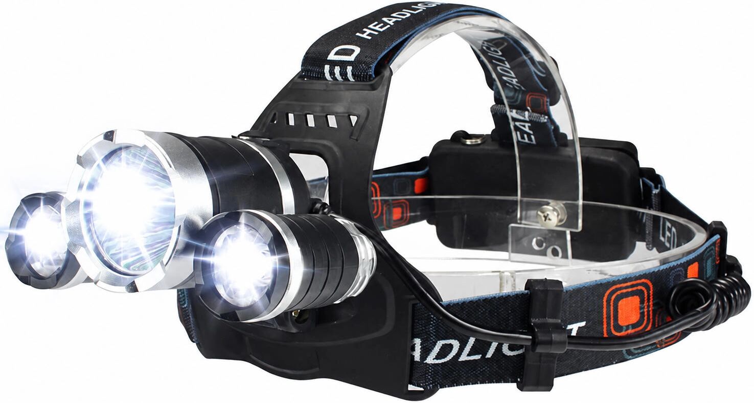 INF Lampe frontale étanche avec 3 LED rechargeables