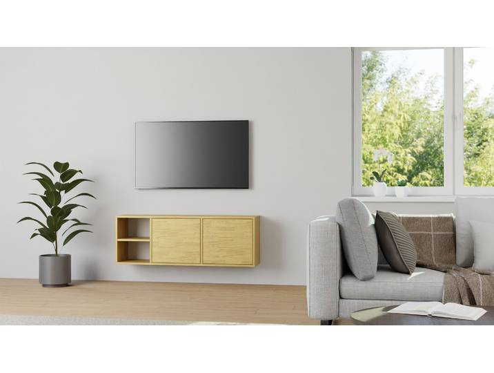 Buffet suspendu en chêne Chêne Naturel huilé