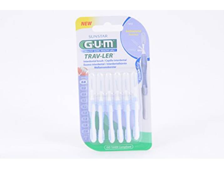 GUM TraV-LER interdentale borstels, 6 stuks, ISO 0 lichtblauw, 0,6 mm, voordeelverpakking van 3 stuks (3 x 6 stuks)