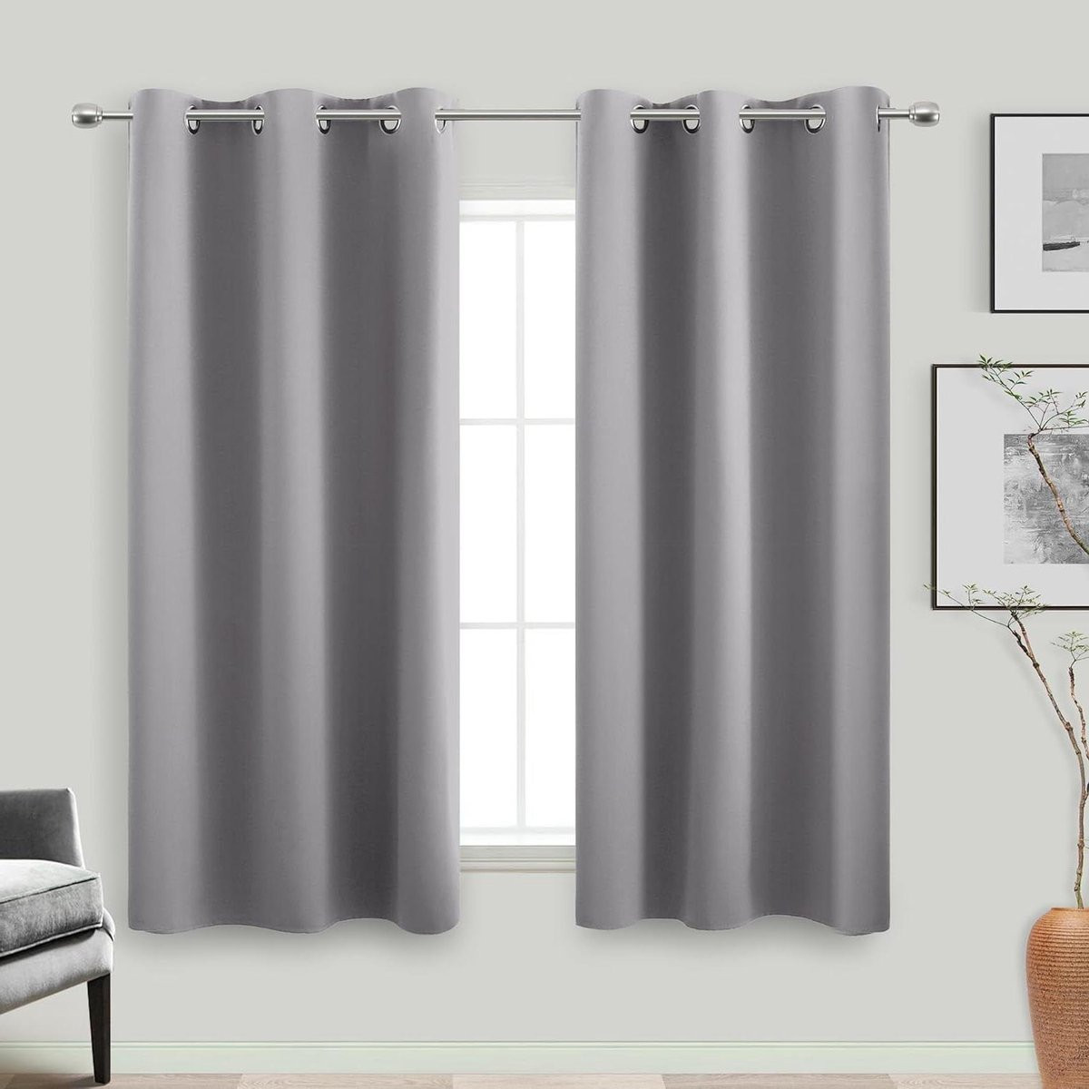 Verduisterende Gordijnen Set Lichtgrijs - Extra Dikke Stof - 86 x 114 cm