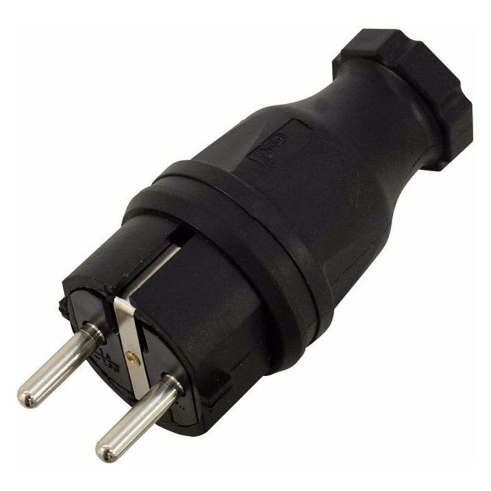 PCE Schutzkontakt Stecker Gummi sw (30236210)
