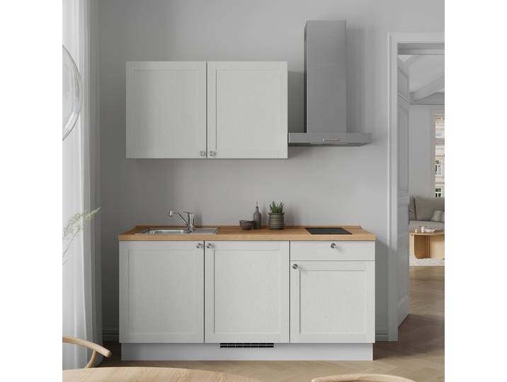 Küchenzeile Low-Line Frame Variante A 180cm Ausrichtung rechts Weiß/Weiß Laurus