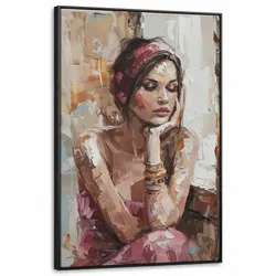LEINWAND Bilder mit Rahmen - Frau - Lackierung - Porträt - Modern - 100x150